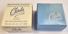 The Charlie Triangle Silver Tone Pendant Charm by Revlon Original Box Never Used