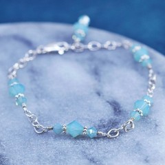 Sterling silver handmade bracelet, 925 circle chain with prehnite beads