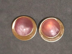 Vintage Pink Moonglow Lucite Dome Earrings Fried Eggs Vintage