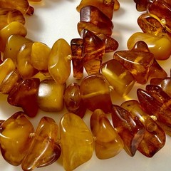 Vintage Baltic Amber Pendant Necklace 25 in Natural Honey Amber Nuggets 56 gm