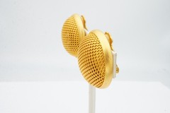 Vintage Clip On Earrings Gold Tone Mesh
