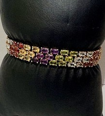 Vintage Ross-Simons 925 Sterling Silver 18K Vermeil Multi Gemstone Bracelet 24g