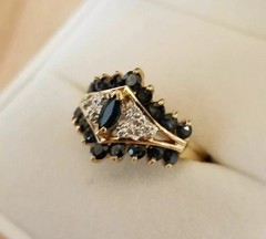 Art Deco Style Marquise Cut Lab Created Diamond 14k Yellow Gold FN Wedding Ring