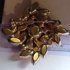 Vintage Set Gold-tone & Rhinestone Brooch and Clip on Earrings