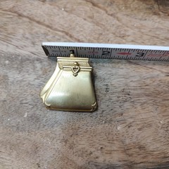 Vintage TONA Purse 1990 Goldtone Signed Pin Brooch Whimsy Coquette Shopper