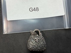 6.83g Vintage Sterling Silver 925 Locket Purse Shape Pendant Sparkling Beaded M