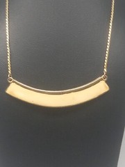 JOMAZ Vintage Gold Tone Crecent design Beige Enamel Bar Necklace