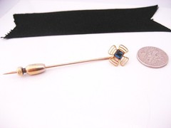 Antique Art Nouveau Deco Era 14K GF Sugarloaf Amethyst Tie Cravat Stick Pin