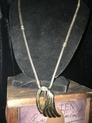 Vintage 1.5 Open Work Gold Tone Modern Slide Pendant 24″ Smooth Chain Necklace