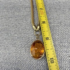 Morellato Mesh Necklace Gold Tone Snake Chain Faceted Topaz Pendant 16 Inches