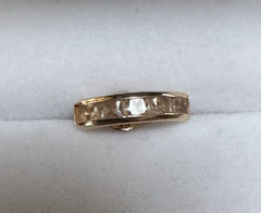 SINGLE Earring “585” 14k Yellow Gold CZ Channel Set Curve Partial Hoop