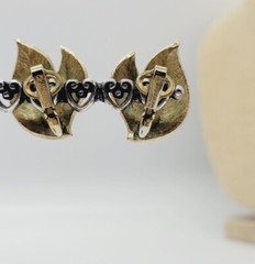 Crown Trifari Clip Earrings Brushed Gold Swirl Flame Vintage 1 in