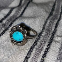 Vintage Sterling Silver Turquoise Flower Ring – Size 7
