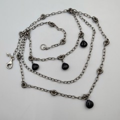 Vintage Silpada Sterling Silver 925 Onyx Textured Links 3 Rows Necklace 15.5″