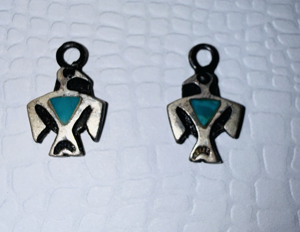 Vintage Thunderbird Charms, Sterling And Turquoise