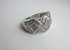 Vintage Designer OTC 14K Solid White Gold Diamond Cocktail Cluster Sz 7 Ring