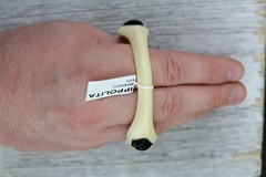 IPPOLITA OFF WHITE RESIN ONYX STERLING SILVER 925 BANGLE 8″ BRACELET NEW LUXURY