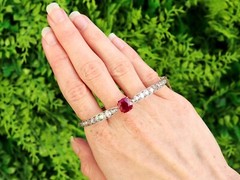 Antique 2.90Ct Ruby and 4.12Ct Diamond, 18k Rose Gold Bangle Circa 1890