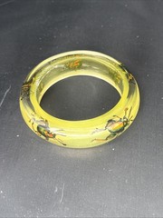 Clear Soft Yellow Vtg Beetle Bracelet Translucent Resin,,1960s, NOS(#10)