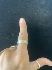 Antique Etched 10KT Gold And Sterling Ring Band Size 7.25