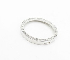 925 Sterling Silver Shiny White Topaz Open Circle Slide Pendant PT6341