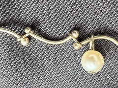 Vintage Carole Lee Style Silver Tone Pearl Station Collar Necklace 16″