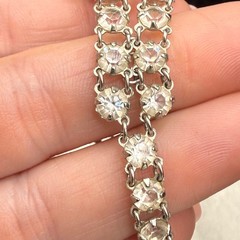 Vintage Rhinestone Tennis Bracelet Open Bezel Pale Blue 6.5” READ