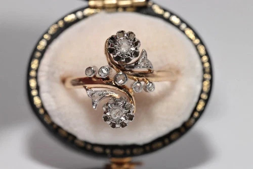 Art Deco Style Round Lab Created Diamond 14k Rose Gold FN Engagement Ring