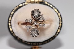 Art Deco Style Round Lab Created Diamond 14k Rose Gold FN Engagement Ring