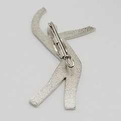 Modern Abstract Dancer Brooch Silver Tone Minimalist Silhouette 1990s Figure Pin