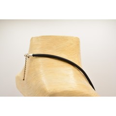 Vintage Collar Necklace Choker Brushed Silver Gold Black Cord Signed 1990s Bin1D