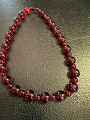 24 Inch long Vintage Graduating large bead Amber Necklace w matching clasp