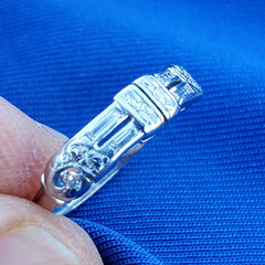 Original EARTH MINED DIAMOND Deco Wedding BAND Antique SOLID PLATINUM Ring S 5.5