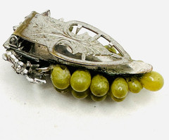 Vintage Antique Art Deco Green Glass Rhinestone Grape Cluster Dress Clip 2″