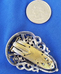Vintage ORIGINAL Deco STERLING SILVER Diamond Cut Marcasite Brooch Clip BROACH