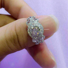 2.30 CT Round Cut Lab-Created Double Halo Engagement Ring 14K White Gold Plated