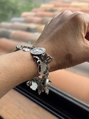 Vintage Sterling Silver Charm Bracelet Sz. 7” Wrist Many Charms