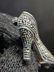 Sterling Silver 925 FAS Art Deco Marcasite High Heel Brooch