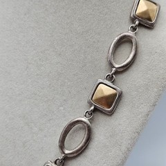 VINTAGE Premier Designs Matte Silver and Gold Link Mixed Metal Necklace
