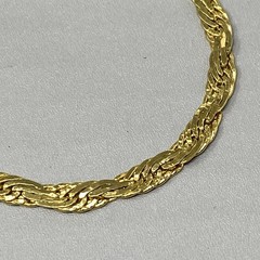 Gold Tone Flat Chain Woven Bracelet Textured Fold Over Clasp Everyday Work 7.25″