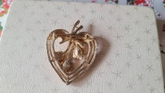 Aurora Borealis Crystal Heart Flower Brooch