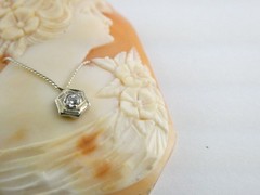 Antique Art Nouveau Shell Loose Cameo Habille Old Mine Diamond 45mm x 33mm Size