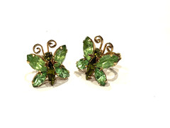 JULIANA DELIZZA & ELSTER BUTTERFLY Brooch Pin Clip on Earrings Set 2520 UV REACT
