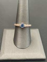 14KT Rose Gold 0.66CT Blue Sapphire 0.12CTW Diamond Ring Size 8.25 (PB332)