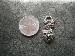 Mardi Gras Theater Masks Vintage Sterling Silver Bracelet Charm Pendant 3.1g