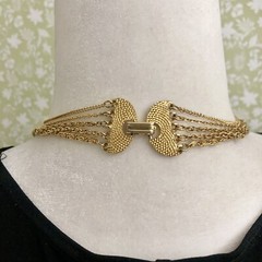 Vintage Multiple Strand 5 Strands Gold Tone Chain Necklace