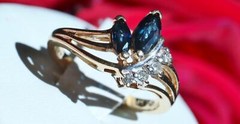 14k yellow gold size 4 ring 0.42ct natural, treated sapphire diamond 2.50g N363K
