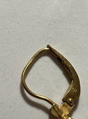 Vintage Gold Precious Metal W Germany Open Heart Pearl Dingle Earrings Signed FB