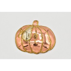 Vintage 3″ Brutalist Pumpkin Pin Brooch Pendant Large Copper Gold Chunky BinJ