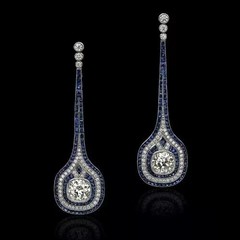 Art Deco Style Round Cut Lab Created Diamond 925 Silver Party Wear Earrings